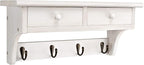 Emfogo Coat Hooks Wall Mounted, Rustic Wood Coat Rack Wall Mount Shelf with Hooks, Farmhouse Wall Coat Rack with Shelf & Coat Hook for Entryway, Mudroom, Bedroom, Kitchen, Bathroom (White)