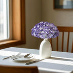 Hydrangea Artificial Flowers, 20 Pcs Purple Hydrangea Artificial Flowers Bulk, Faux Hydrangea Flowers for Outdoor, Fake Silk Hydrangea Flowers with Stems for Wedding Decoration Decor