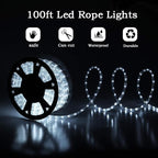 100ft Rope Lights Outdoor, Outdoor String Lights Waterproof, Decorative Lighting for Indoor/Outdoor, Garden,Backyards Halloween and Christmas Decoration, Landscape Lighting