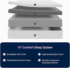 Avenco King Mattress, 14 Inch Memory Foam Mattress in a Box for Refresh Sleep & Pressure Relief, CertiPUR-US Certified Medium Firm King Size Mattresses