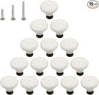 HUAMULAN 15 PCS Cabinet Knobs Glossy Ceramic Dresser Mushroom Table Drawer Cupboard Pull Furniture DIY Wardrobe Solid Color Vintage Handle,with 3 Size Mounting Screws