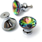 10 Pcs 30mm Silver Plated Base Diamond Shape Crystal Glass Cabinet Knob Drawer Knob Pull Handle Used for Kitchen, Dresser, Door, Cupboard (Multicolor)