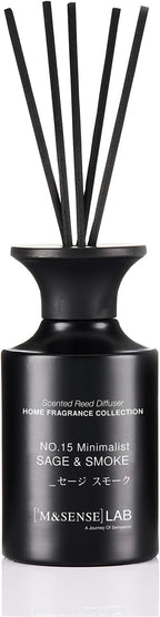 M&SENSE Minimalist Large Reed Diffuser 300ml, Sage & Smoke Scented with Natural Essential Oils, Long Lasting with 7 Sticks, Non-Toxic Home Fragrance for Bedroom, Bathroom Decor