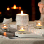 Homemory 24 Pcs Tealight Candle Holders, Clear Votive Candle Holders, Glass Candle Holder for Table Centerpiece, Wedding, Baby Shower, Birthday, Party, Halloween, Christmas
