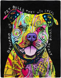 Dawhud Direct 50 x 60 Inch Pitbull Fleece Blanket Throw with Dean Russo Dog Art - Soft and Colorful Pitbull Blankets for Adults, Kids, Bed Couch Sofa Travel - Thoughtful Gift for Dog Lovers