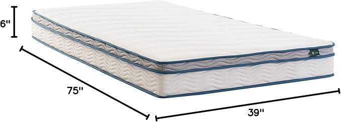 ZINUS 6 Inch Spring Sensation Hybrid Mattress [New Version], Medium Firm Feel, Fiberglass Free, Youth and Guest Bedroom, Mattress in A Box, Twin
