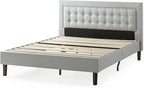 ZINUS Dachelle Upholstered Platform Bed Frame, Mattress Foundation, Wood Slat Support, No Box Spring Needed, Easy Assembly, Grey Sand, King