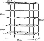 LOKEME Portable Closet, 61-Inch Portable Wardrobe with 3 Hanging Rods and 6 Storage Shelves, Non-Woven Fabric, Stable and Easy Assembly Grey Portable Closets for Hanging Clothes with Side Pockets