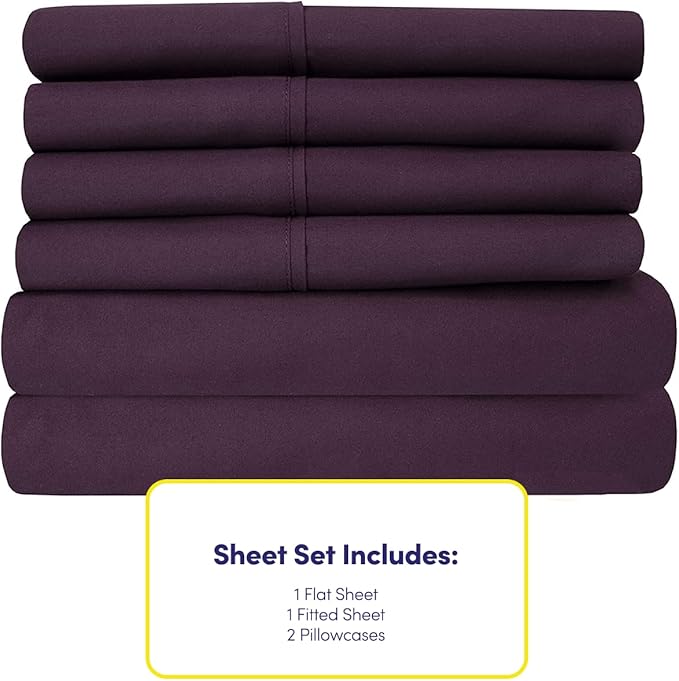 Twin Size Bed Sheets - 4 Piece 1500 Supreme Collection Fine Brushed Microfiber Deep Pocket Twin Sheet Set Bedding - 1 EXTRA PILLOW CASES, GREAT VALUE, Twin, Purple