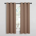 NICETOWN Blackout Window Curtains and Drapes for Kitchen, Window Treatment Thermal Insulated Solid Grommet Blackout Drapery Panels (Set of 2 Panels, 34 by 63 Inch, Cappuccino)