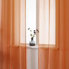 DUALIFE 45 Inch Length Sheer Short Curtains Burnt Orange for Bathroom 2 Panels Set Grommet Transparent Short Curtains for Bedroom Kitchen 52x45 Inches Long Terracotta Rust