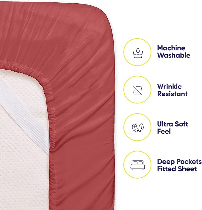 Twin Size Bed Sheets - 4 Piece 1500 Supreme Collection Fine Brushed Microfiber Deep Pocket Twin Sheet Set Bedding - 1 EXTRA PILLOW CASES, GREAT VALUE, Twin, Burgundy