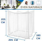 EVEN NATURALS Mosquito NET for Bed Canopy, Tent for Full, Double to Super Queen Size, Large Square Curtains, White Mosquito Netting with 2 Openings, Easy Installation, Carry Bag, Mesh 380