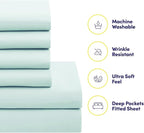 Sweet Home Collection 7 Piece Comforter Set Bag Solid Color All Season Soft Down Alternative Blanket & Luxurious Microfiber Bed Sheets, Aqua, Twin