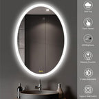 Wall-Mounted LED Oval Bathroom Mirror, Makeup Mirror (32 inches x 24 inches,) 3 Color Stepless Dimmable Memory Bathroom Vanity Mirror with Lights CRI90+ 3000-6400K Smart Mirror with Touch