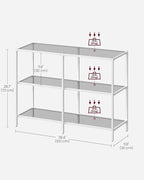VASAGLE 39.4 Inch Console Table with 3 Shelves, Sofa Tables, Modern Entryway Table, Metal Frame, Tempered Glass Shelf, Entryway Living Room Bedroom, Pearl White and Slate Gray ULGT027W01