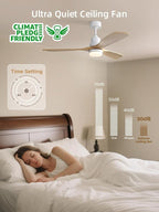 Sofucor 52 Inch Smart Ceiling Fans with Lights and Alexa/Google Assistant/APP/Remote Control-Modern Solid Wood Outdoor 3 Blades Ceiling Fan for Bedroom Living Room Indoor Farmhouse Patio, Natural Wood