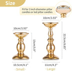 2 Pcs Gold Pillar Candle Holders, Gold Candlestick Most Ideal for 3" Pillar Candles, Gifts for Wedding, Party, Home, Spa, Reiki, Votive Candle (2 x L)