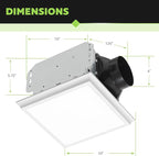 Homewerks 7141-110-G4 Bathroom Fan Integrated LED Light Ceiling Mount Exhaust Ventilation Whisper Quiet 2.0 Sones 110 CFM, White