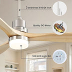 Sofucor 52 Inch Ceiling Fans With Lights, Solid Wood Indoor/Outdoor Ceiling Fan with Lights Remote Control, Reversible DC Motor, 3 Blade Modern Ceiling Fan Light for Bedroom Patio Farmhouse