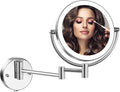 Wall Mounted Makeup Mirror with Lights and 10X Magnification, 8 Inches Rechargeable Double Sided Magnifying, Touch Dimmable Extended Arm 360 Rotation, Foldable Vanity Mirror for Bathroom