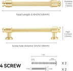 10 Pack 5 inch(128mm) Brushed Brass Kitchen Cabinet Handles Knurled Cabinet Pulls Gold Drawer Pulls Kitchen Cabinet Hardware