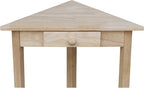 IC International Concepts Corner Accent Table Solid Real Wood, Sturdy Parawood, 19.7" W x 9.9" D x 24" H, DIY, Paint/Stain Ready, Unfinished