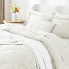 CozyLux Full Size Comforter Sets Ivory - 7 Pieces Bed in a Bag Full, Luxury Soft Bed Set for All Seasons, Bedding Set with Down Alternative Comforter, Sheets, Pillowcases & Shams