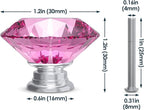Tomorotec 12-Pack 30mm Crystal Pink Glass Cabinet Drawer Pulls, Diamond Drawer/Cupboard Knobs with Screws, Crystal Knobs w/Silver Base, Home Decor for Kitchen, Dresser, Wardrobe, Desk (1.2 in / 30mm)
