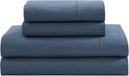 LANE LINEN Eco Friendly 100% Organic Cotton Fully Elasticized Full Sheet Set, Low Pilling Fade Resistant Machine Washable Naturally Cooling Full Bed Sheets, Soft & Comfy Cotton Bedding- Navy