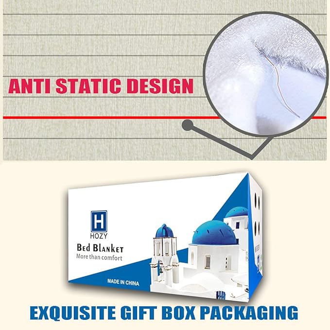 HOZY Soft Blanket Travel Size Fleece Warm Fuzzy Throw Blankets for The Bed Sofa Lightweight 350GSM Ivory 50"*61"