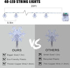 Christmas Lights Multicolor, 20 FT 40 LED Multi Colored Snowflake String Lights, Battery Operated 8 Modes Colorful Holiday Hanging Lights, Bedroom Room Xmas Tree Decor Indoor Outdoor Decorations