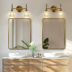 ANDY STAR 40x32 Inch Gold Bathroom Mirror, Brushed Gold Mirrors for Wall in Anti-Rust SUS304 Tube Metal Frame, Rounded Rectangle Mirrors 1’’ Deep Wall Mounted Vertically/Horizontal for Bathroom