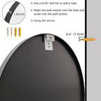 Small Round Mirror, 16 inch Round Mirror, Round Black Mirror, Metal Frame Circle Mirrors for Bathroom, Bedroom, Vanity, Wall Decor.