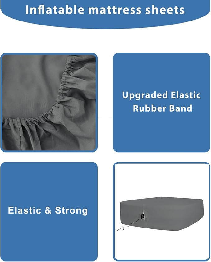 Bedecor Air Bed Sheets for Mattress Cover Removable Bed and Elastic Band Super Soft and Breathable & Deep up to 21" Dark Gray Queen