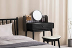 URFORESTIC Vanity Stool, Modern Makeup Dressing Stool with Concave Seat Surface,Capacity 300lb, Easy Assembly (Black)