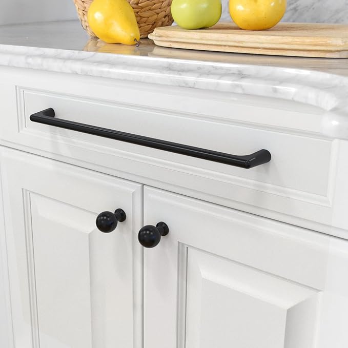 Amerdeco 10 Pack Matte Black Cabinet Pulls 10 Inch(256MM) Hole Centers Kitchen Cabinet Handles Hardware Kitchen Handles for Cabinets Cupboard Handles Drawer Pulls ZH0041