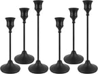 Black Candlestick Holders Set of 6, Metal Taper Candle Holders, Classic Decorative Candle Stick for Christmas, Wedding, Party, Dinner Tables,Home Décor