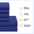 Sweet Home Collection 5 Piece Comforter Set Bag Solid Color All Season Soft Down Alternative Blanket & Luxurious Microfiber Bed Sheets, Royal Blue, Twin