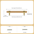 Wooden Drawer Pulls,6-Pack Beech Wood Drawer Handles 5in,Suitable for Kitchen, Living Room, Bedroom, Bathroom and Other Scenes,Gold