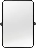 24" x 36" Pivot Rectangle Bathroom Mirror Tilting Beveled Black Metal Framed Vanity Mirrors for Wall, Tempered Glass