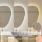 QDSSDECO Irregular LED Bathroom Mirror with Lights,Asymmetrical Led Bathroom Vanity Mirror for Wall with Front and Backlit, Anti Fog, 3 Colors and Dimmable Light, 22" x 28"