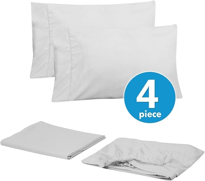 Twin XL Size Bed Sheets - 4 Piece 1500 Supreme Collection Fine Brushed Microfiber Deep Pocket Twin X-Large Sheet Set Bedding - 1 EXTRA PILLOW CASES, GREAT VALUE, Twin XL, White