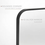 24" x 36" Pivot Rectangle Bathroom Mirror Tilting Beveled Black Metal Framed Vanity Mirrors for Wall, Tempered Glass