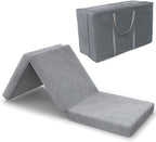 SINWEEK Tri-Folding Mattress Foam Topper 38 x 75 x 4 Inch Folding Pad with Removable Cover