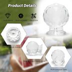 MroMax 12Pcs Tiny Pull Handle Round Diamond Acrylic Mini Knob 17mm Diameter Clear Shiny Cute Decoration for Jewelry Box, Gift Case and Makeup Box