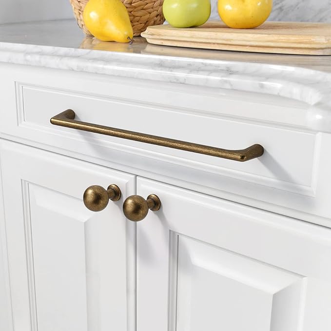 Amerdeco 10 Pack Antique Brass Cabinet Pulls 7.5 Inch(192MM) Hole Centers Kitchen Vintage Retro Cabinet Handles Hardware Kitchen Handles for Cabinets Cupboard Handles Drawer Pulls ZH0041