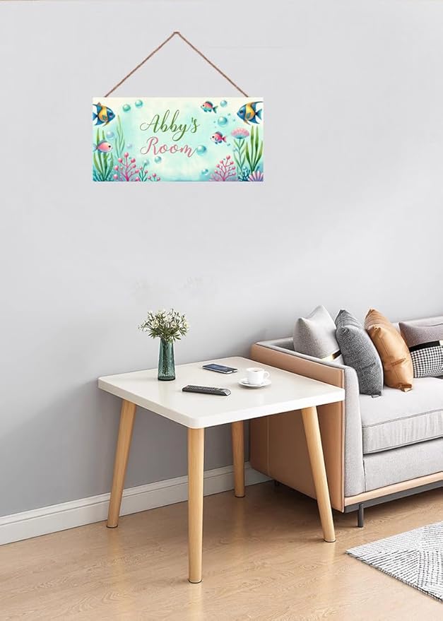 Personalized Vintage Fish Art Décor For Kids Room Custom Name Door Wall Decor, Ocean Theme Nursery Art Plate For Boys Bedroom Home Club Cabin Garage Bar