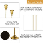 Brass Gold Candlestick Holders Set of 3, Metal Taper Candle Holders, Classic Decorative Candle Stick for Christmas, Wedding, Party, Dinner Tables,Home Décor
