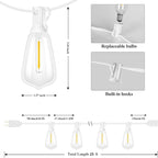Brightever Outdoor String Light 25 FT, ST38 Patio Lights with 13 Edison Bulbs, Waterproof Connectable Hanging Lights for Backyard Porch Balcony Party Christmas Decor, E12 Socket Base, White